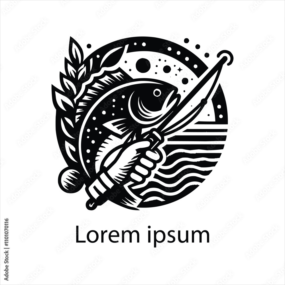 Naklejka premium Hand drawn flat design fishing logo