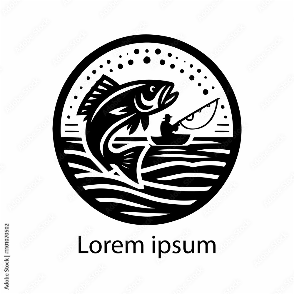 Fototapeta premium Hand drawn flat design fishing logo