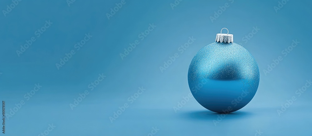 Obraz premium Shiny blue Christmas ornament on a solid background perfect for personalized holiday messages or festive decorations