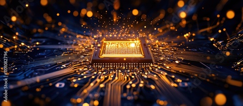 Advanced CPU technology featuring gold plated pins for optimal performance in modern computing systems with dynamic electrical connections. photo