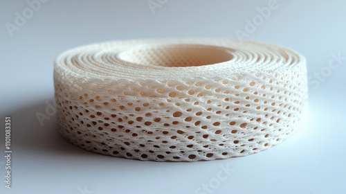 Medical elastic adhesive bandage roll on a clean white background for injury treatment and first aid purposes photo