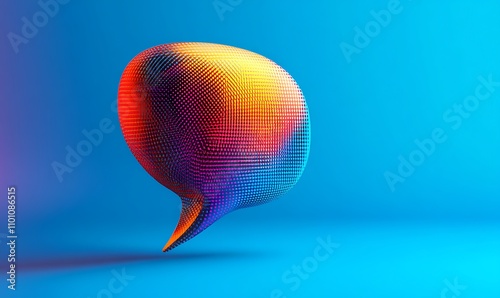 A 3D pop art speech bubble template with an extruded halftone prism effect design,


 photo