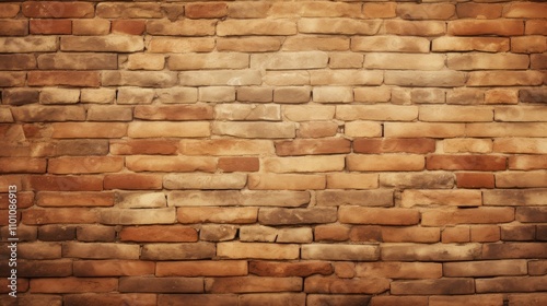 Vintage brick wall texture with warm earthy tones for rustic background or interior design projects. Ideal for authentic style imagery.