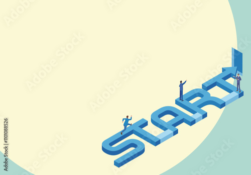 STARTの文字とビジネスマン