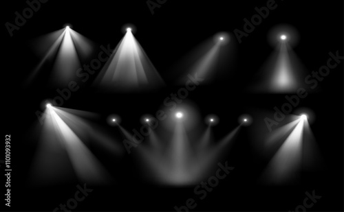 Spotlight effects set of vector illustrations