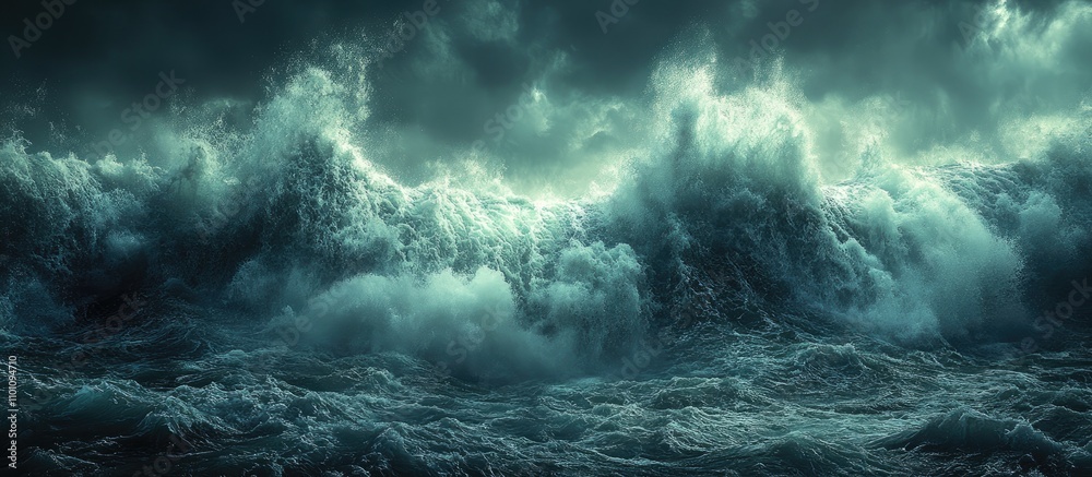 Powerful ocean waves crashing dramatically under a stormy sky capturing nature's raw energy and beauty. Powerful ocean waves crashing dramatically under a stormy sky capturing nature's raw energy and beauty.
