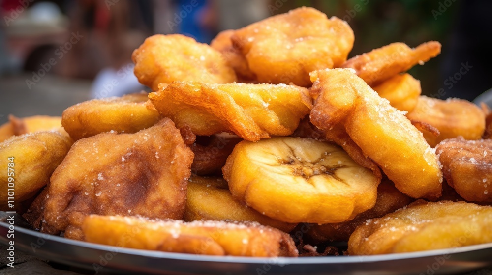 Traditional Pisang Molen fried banana fritters served as a popular street food snack on a plate, showcasing their golden crispy texture. Traditional Pisang Molen fried banana fritters served as a popular street food snack on a plate, showcasing their golden crispy texture.