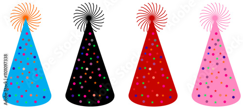 Birthday party hat isolated on transparent background. Vector Illustration photo