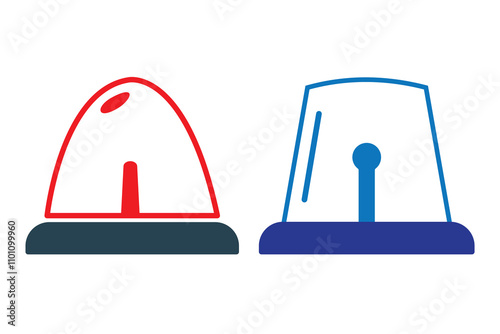 Emergency flashers siren icon. Set of red and blue emergency siren icons in flat style. Vector illustration.