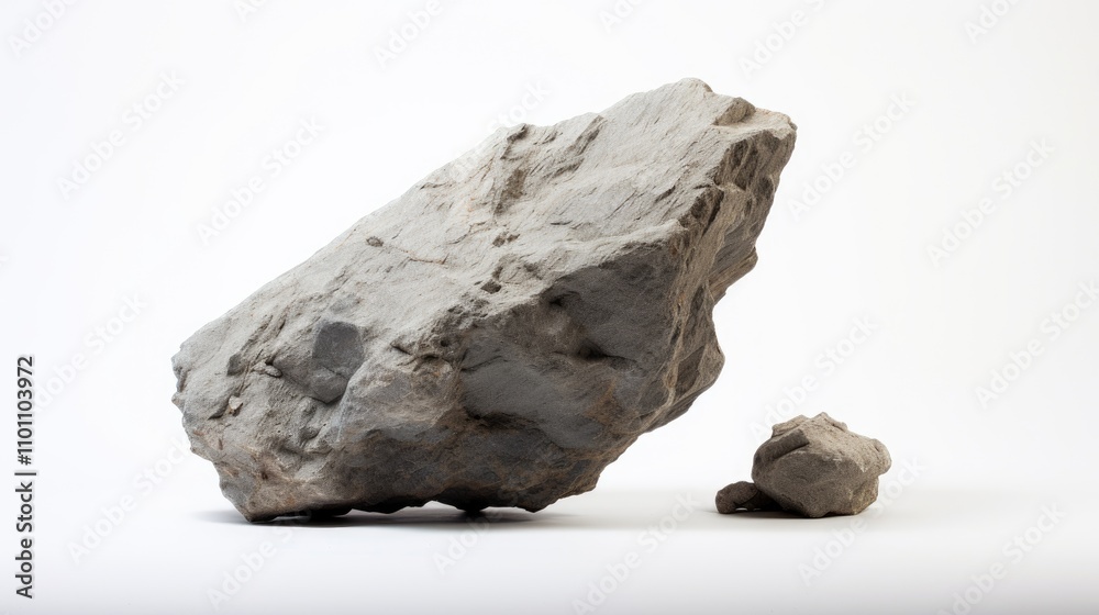 Large and small rocks isolated on a white background showcasing natural textures and shapes for creative design projects Large and small rocks isolated on a white background showcasing natural textures and shapes for creative design projects