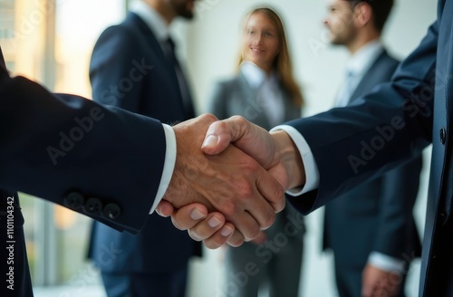 Businessmen making handshake with partner, greeting, dealing, merger and acquisition, business joint venture concept, for business, finance and investment background, teamwork and successful business