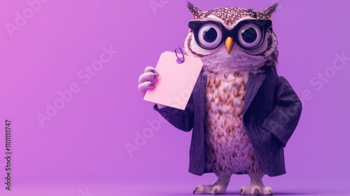 Owl in Suit with Discount Tag photo