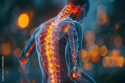 An x-ray showing the pain in the back joint, joint damage