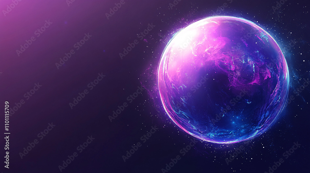 Obraz premium A vibrant, cosmic sphere with swirling colors of purple and blue, set against a dark background, evoking a sense of mystery and the universe.