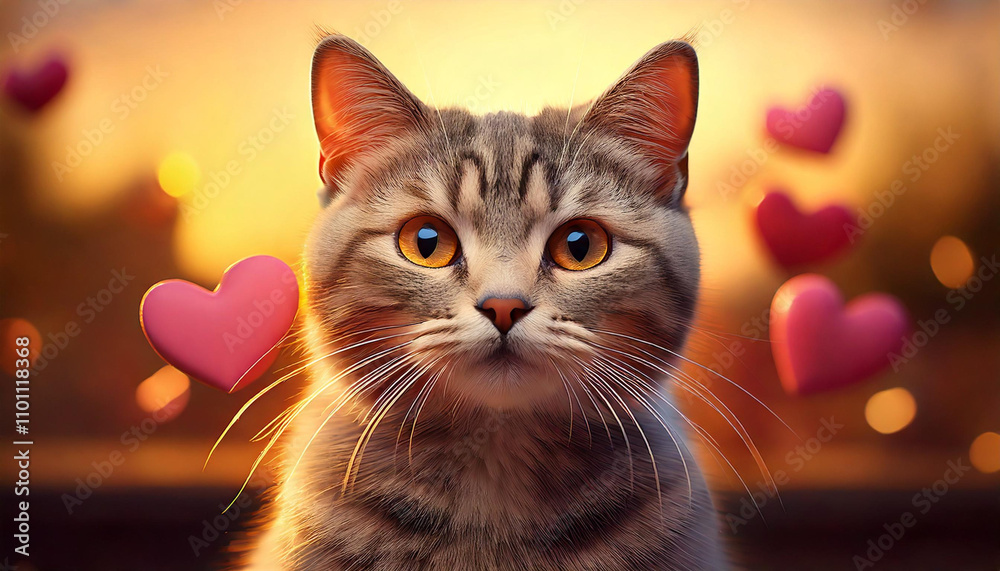 ハートと可愛い猫 ハートと可愛い猫
