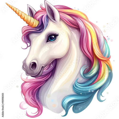 Isolated unicorn illustration transparent background digital artwork fantasy theme vivid colors creative concept for seo impact