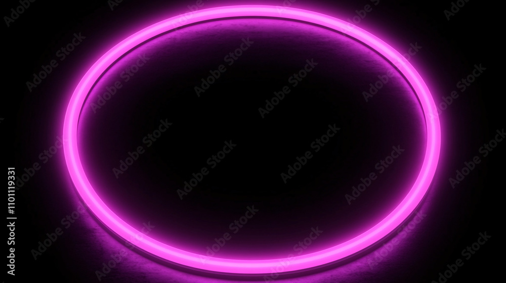 Obraz premium A glowing pink neon circle against a dark background, creating a vibrant and modern visual effect.
