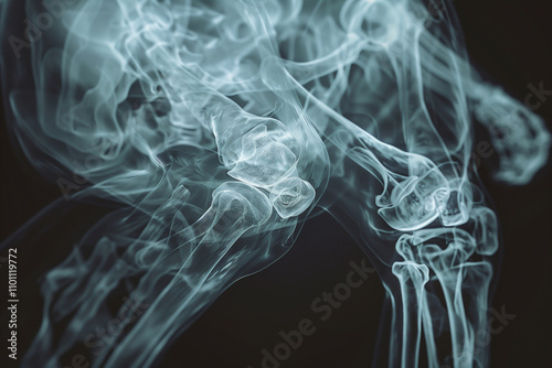 An x-ray showing the pain in the wrest joint, joint damage