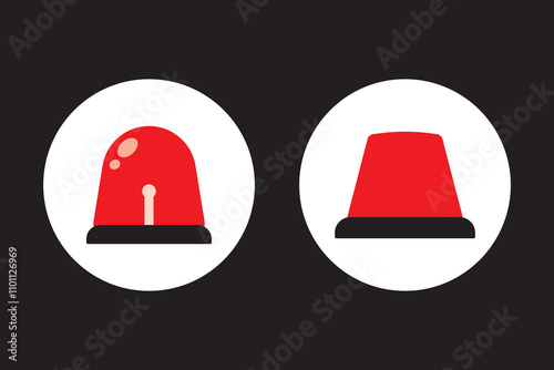 Siren vector icon. Police or ambulance red flasher siren icon.