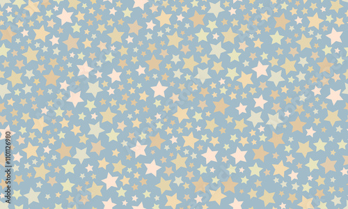 Star Seamless Pattern. Golden Stars Background. Vector Ornament for Holiday Design. Seamless Trendy Abstract Texture