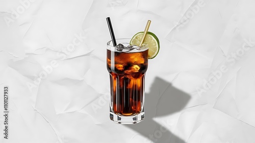 Longdrinks (Cuba Libre) isolated on white background as high resolution collage
