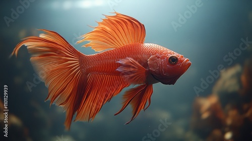 Siamese fighting fish gracefully swimming in an underwater environment showcasing vibrant colors and intricate fin details.