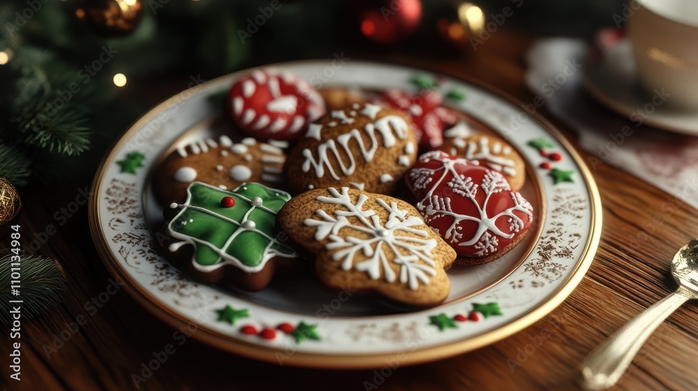 Fototapeta premium Plate with Christmas cookies