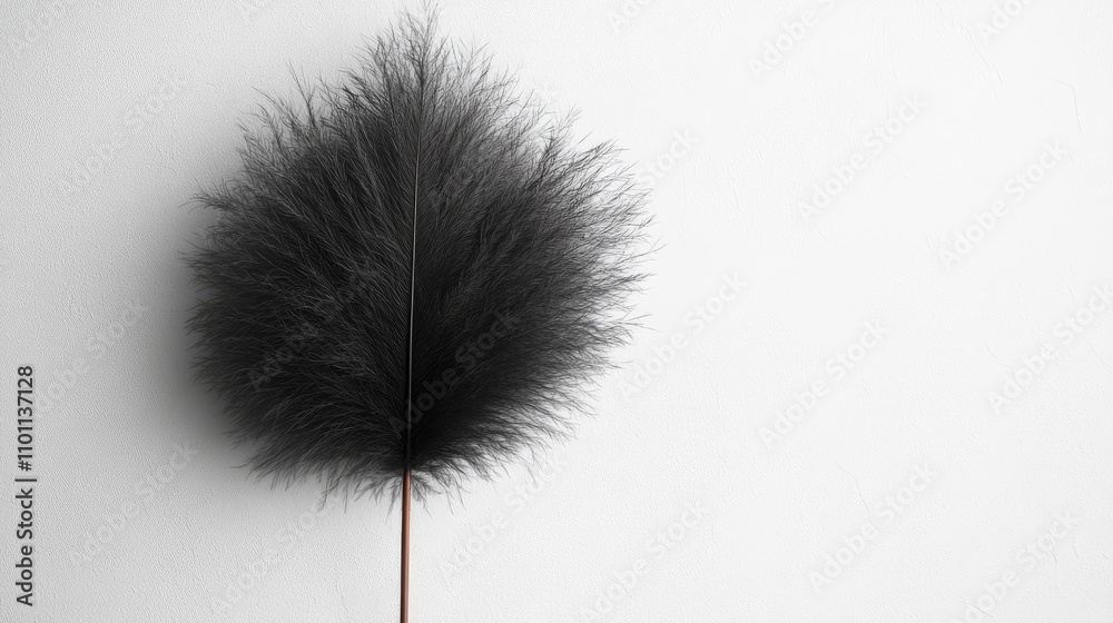 Fototapeta premium Feather duster positioned against a clean white backdrop highlighting its texture and detail for minimalist design concepts.