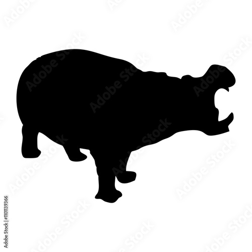 silhouette of a standing hippo