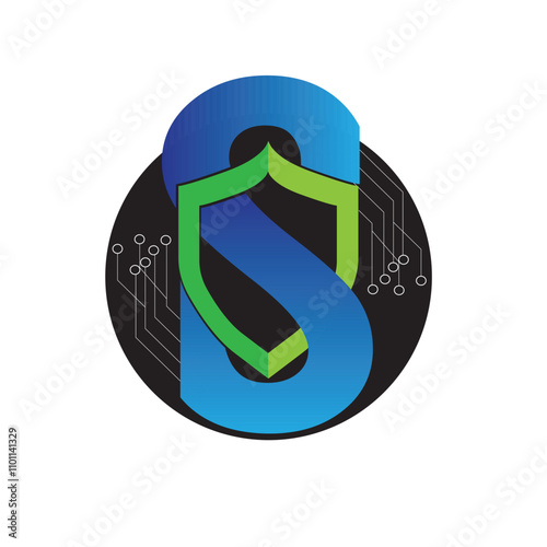 Security logo design, with shield symbol design.