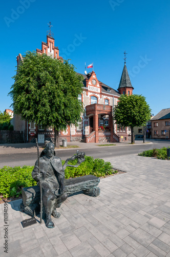 Statue of Saint James on the market square and Town Hall in Pakosc, Kuyavian-Pomeranian Voivodeship, Poland	
 photo