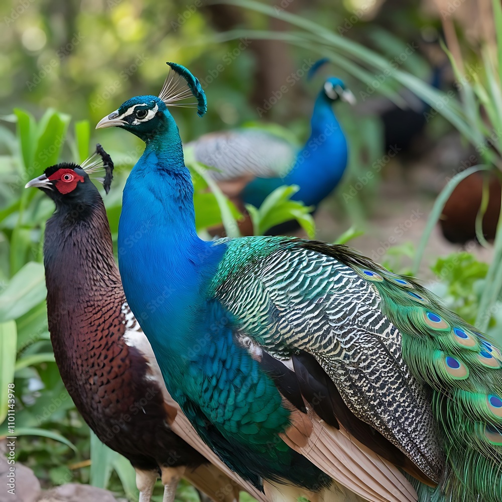 Obraz premium Peacock couple in garden
