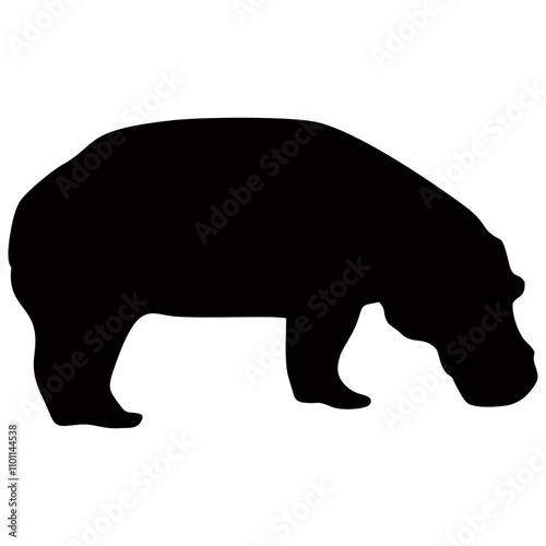 silhouette of a standing hippo