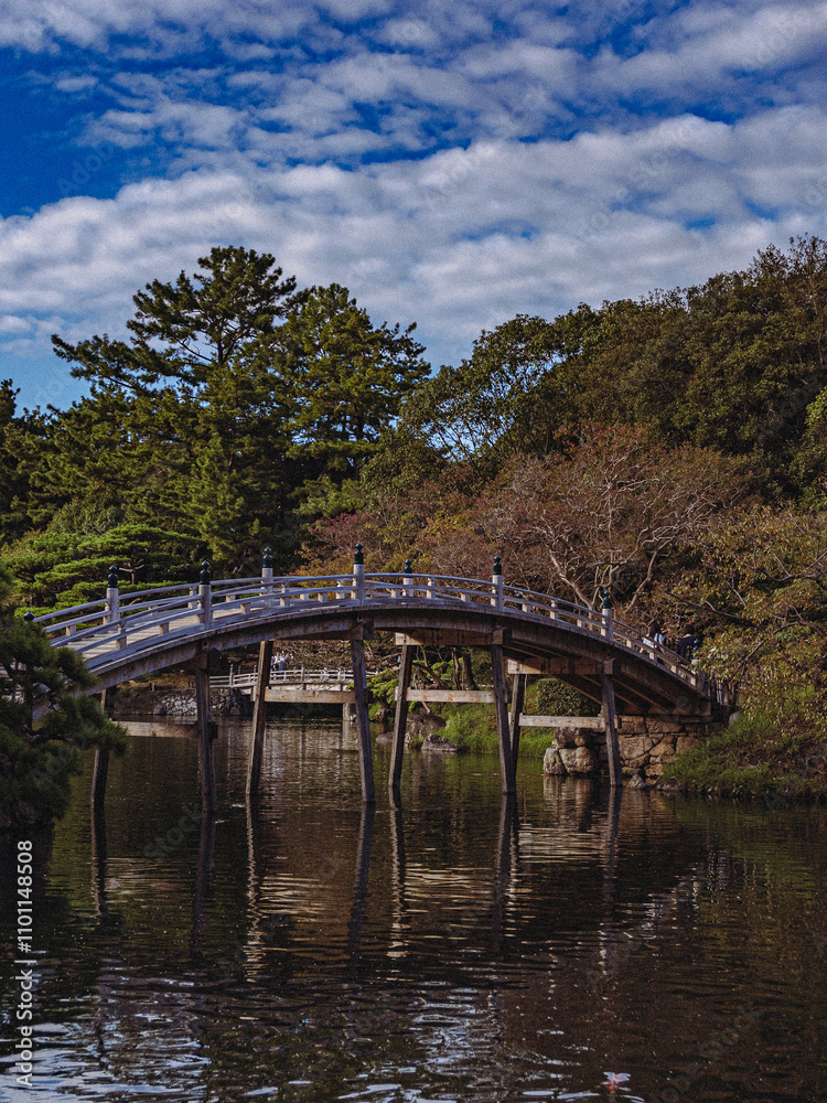 Fototapeta premium Japanese Bridge Park White