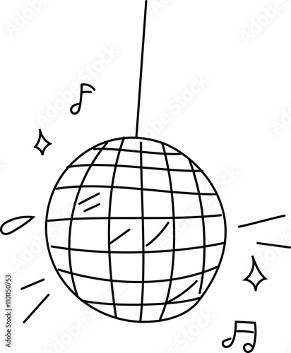 Disco element black and white on white background. Vector illustration.