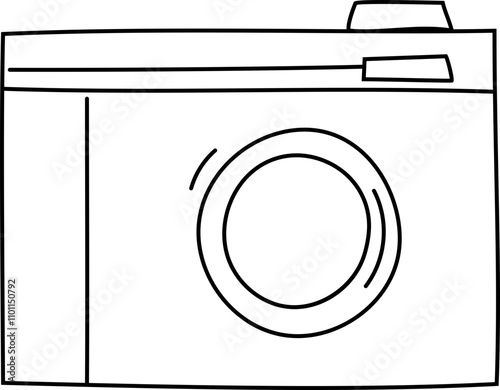 Camera wedding element black and white on white background. Vector illustration.