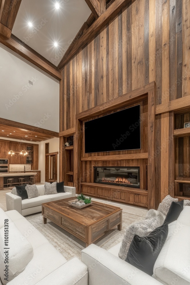 Fototapeta premium Cozy and Inviting Rustic Living Room with Wooden Accents