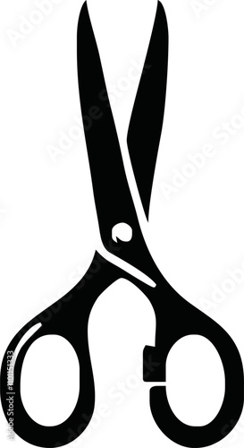 Scissors icon. Simple silhouette of open scissors. Scissors logo icon. Stock vector illustration isolated on a white background.