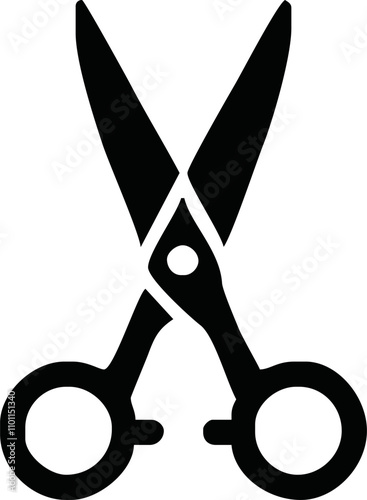 Scissors icon. Simple silhouette of open scissors. Scissors logo icon. Stock vector illustration isolated on a white background.