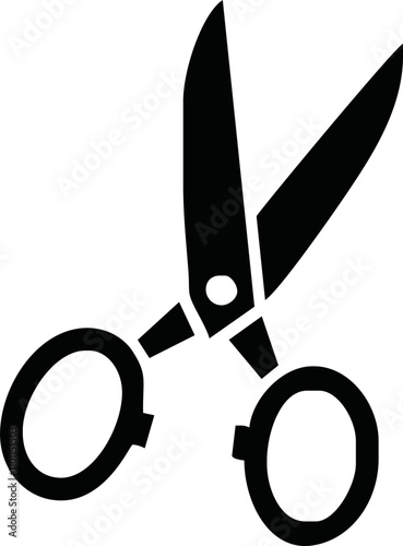 Scissors icon. Simple silhouette of open scissors. Scissors logo icon. Stock vector illustration isolated on a white background.