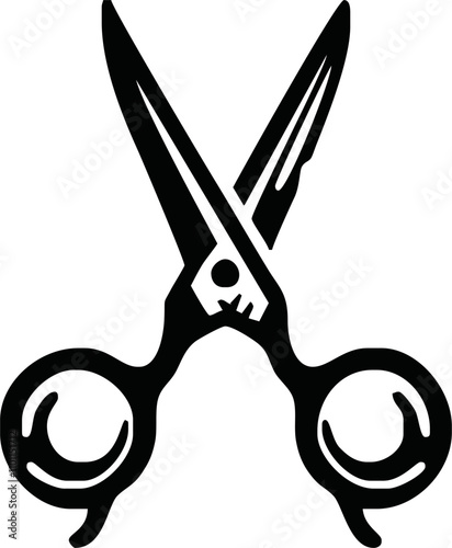 Scissors icon. Simple silhouette of open scissors. Scissors logo icon. Stock vector illustration isolated on a white background.