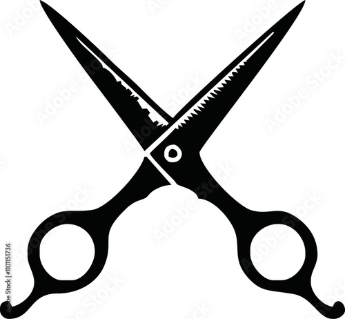 Scissors icon. Simple silhouette of open scissors. Scissors logo icon. Stock vector illustration isolated on a white background.