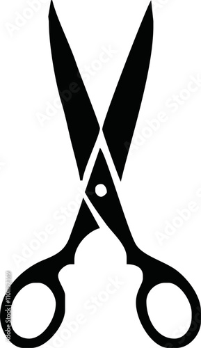 Scissors icon. Simple silhouette of open scissors. Scissors logo icon. Stock vector illustration isolated on a white background.