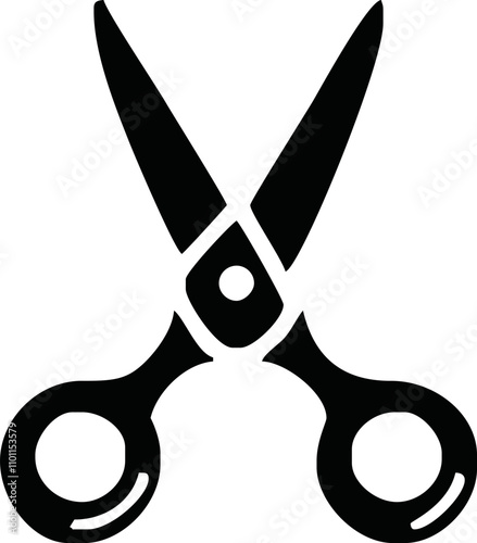 Scissors icon. Simple silhouette of open scissors. Scissors logo icon. Stock vector illustration isolated on a white background.