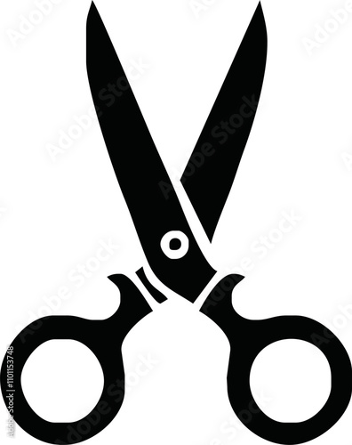 Scissors icon. Simple silhouette of open scissors. Scissors logo icon. Stock vector illustration isolated on a white background.