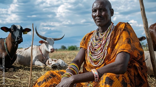 The image highlights pastoralists using traditional herding methods, showcasing their livestock management and cultural heritage in a sustainable lifestyle.