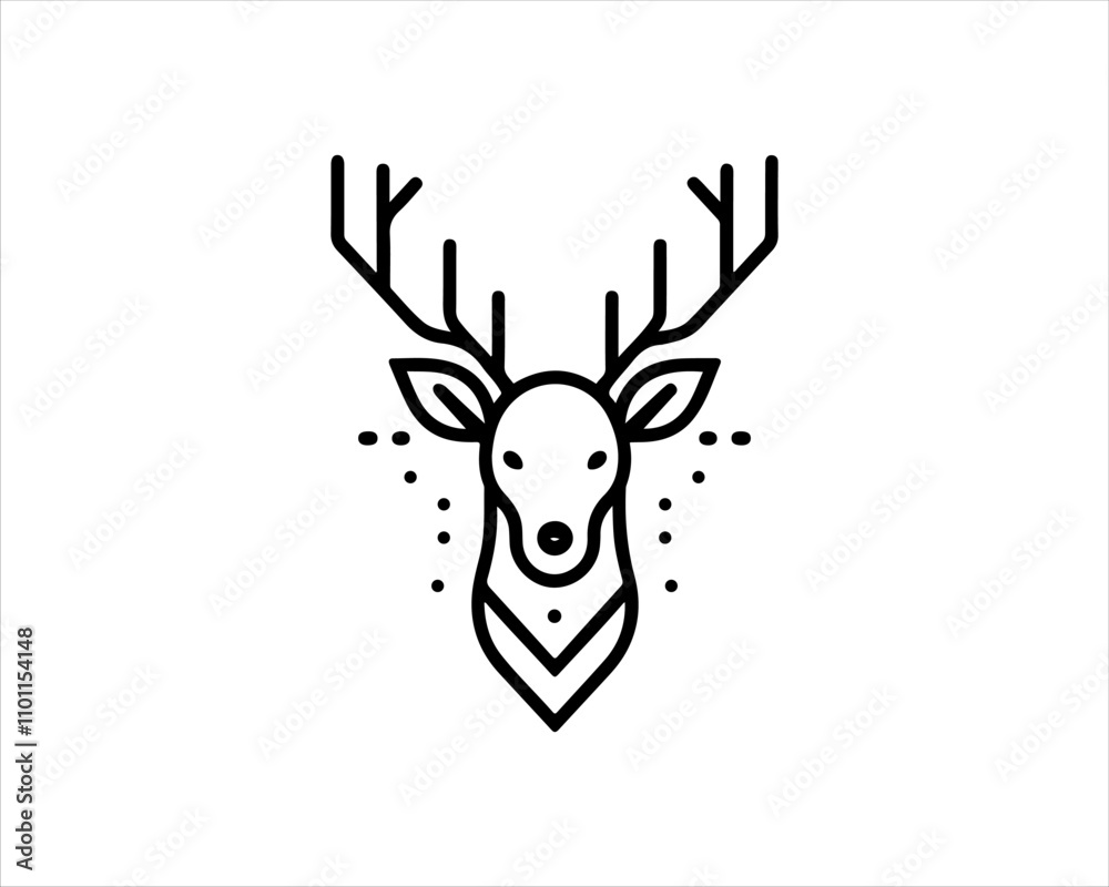 Naklejka premium Deer head icon symbol vector illustration. Deer logo vector template. Silhouette deer logo