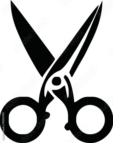 Scissors icon. Simple silhouette of open scissors. Scissors logo icon. Stock vector illustration isolated on a white background.