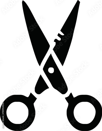 Scissors icon. Simple silhouette of open scissors. Scissors logo icon. Stock vector illustration isolated on a white background.