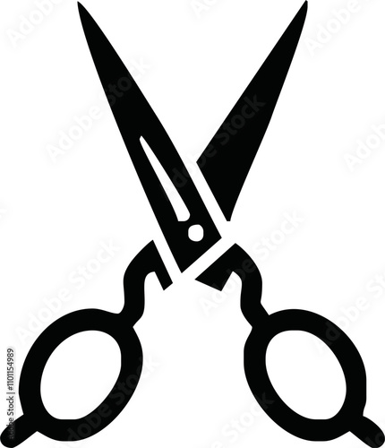 Scissors icon. Simple silhouette of open scissors. Scissors logo icon. Stock vector illustration isolated on a white background.